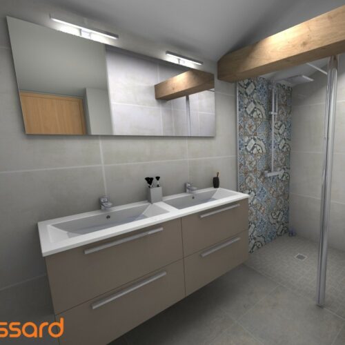 modélisation d'une salle de bain en 3D par les équipes Bossard